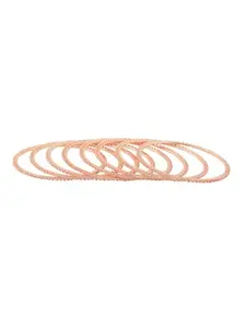 NVR Women Set of 8 American Diamond Rose Gold Plated Bangles