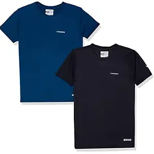 Charged Endure-003 Chameleon Spandex Knit Round Neck Sports T-Shirt Teal Size Xs And Charged Pulse-006 Checker Knitt Round Neck Sports T-Shirt Navy Size Xs