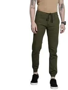 The Indian Garage Co Men Slim Fit Solid Mid-Rise Biker Joggers