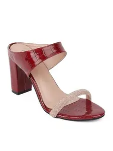 ELLE Women Sandal,Maroon,UK-7