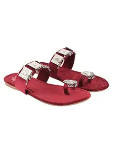 Shoetopia girls Flat-724 Cherry Flat Sandal - 8 UK (Girls-Flat-724-Cherry)