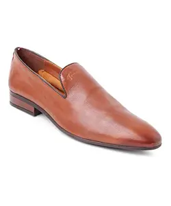 GABICCI Tan Leather Slip On Formal Shoes for Men |914606_42|
