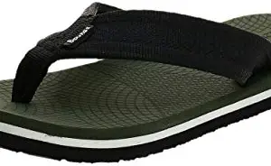 Bourge Men's Canton-z5 Olive and Black Flip-Flops-2 Kids UK (Canton-57-02)