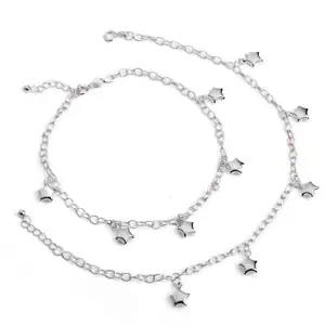 DHRUVS COLLECTION 925 Pure Silver Star Charms Adjustable Anklet for Girls and Women - Pair