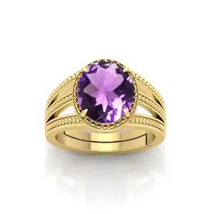 RRVGEM 6.25 Ratti 6.00 Carat Certified AAA++ Quality Natural AMETHYST stone Ring Gold Plated for Men and Women's