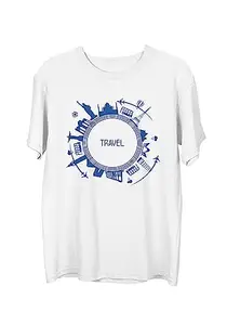 Wear Your Opinion Men's S to 5XL Premium Combed Cotton Printed Half Sleeve T-Shirt (Design : Travel Globe,White,XX-Large)