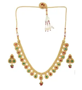 Shashwani Women's Rose Gold Plated Alloy Choker Necklace Set-PID47458