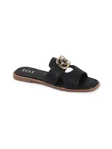 ELLE Women Fashion Sandal,Black,UK-8