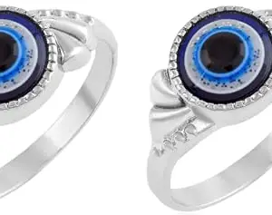 Blue Evil Eye Protection Finger Ring,Evil Eye Ring Adjustable Finger Ring,Protection Ring for Unisex Finger Jewelry,Nazar Jewelry-Blue set of 2