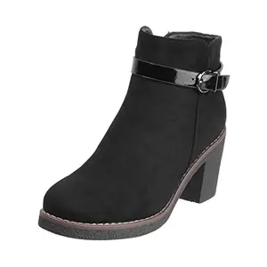 Mochi Women Black Synthetic Boots,EU/36 UK/3 (31-4858)
