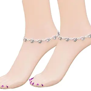Indian Traditional White Metal Anklets Payal Pair for Women Girls Anklet Payal For Girls & Women Anklets Alloy Anklet