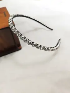 Vintage Rose Metal Headband, Silver-Toned, Decorative Hair Accessory for Women, Navratri special, perfect for styling look