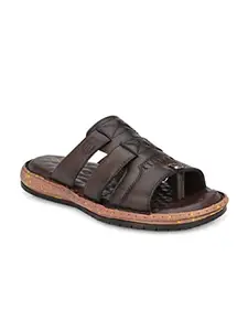 SOFTIO SFT186 Men's Brown Synthetic Leather Outdoor | Lightweight | Stylish | Trendy Sandal Roman Sandal