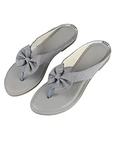 WalkTrendy Womens Synthetic Grey Open Toe Flats - 8 Uk (Wtwf169_Grey_41)