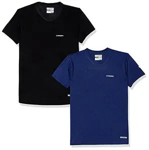 Charged Active-001 Camo Jacquard Round Neck Sports T-Shirt Black Size Small And Charged Brisk-002 Melange Round Neck Sports T-Shirt Indigo Size Small