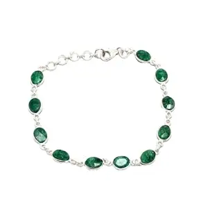 Rajasthan Gems Bracelet 925 Sterling Silver Jewelry Green Onyx Gem Stone Women Handmade Gift i428