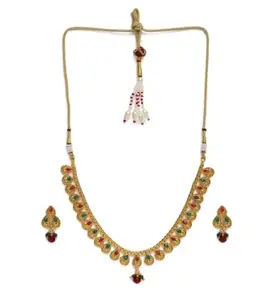 Shashwani Women's Rose Gold Plated Alloy Necklace & Earings Set-PID47472