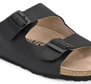 AFROJACK Men's Original Leather Sandals s840 (Black, 9)