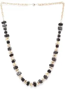 RICHEERA Women Black Gold-Plated Beaded Necklace