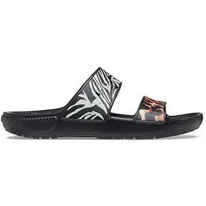 Crocs Unisex Adult ClsCrcAmlRmxSdl Croslite Black/Multi Sandal | 8 UK |