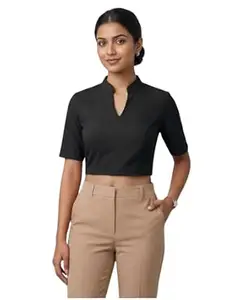 FVSHUN Women's Half Sleeves Mandarin Collar Readymade Blouse | Summer Blouse for Office, Everyday Wear Saree Blouse