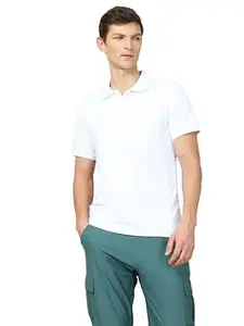 TECHNOSPORT Men's Solid Slim Fit Polo Collar T-Shirt MATPIQ Half Sleeve Button Polyester for Gym Running Workout UPF50+ Anti Odour