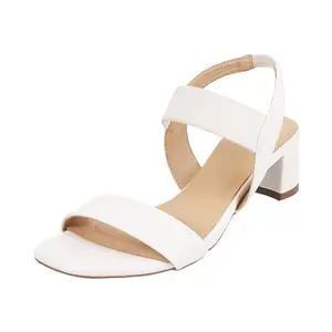 Mochi Women White Block Heel Fashion Sandal UK/5 EU/38 (33-181)