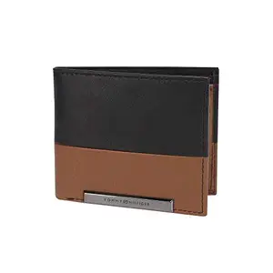 Tommy Hilfiger Hank Leather Slimfold Wallet for Men - Black & Tan, 8 Card Slots