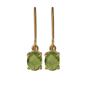 El Joyero Tiny Peridot Quartz Gemstone Hook Earrings | Handmade Dangle Earrings Pair | Birthstone Earrings | Gold Plated Jewelry | Women Earrings | Birthday Gift | 154102