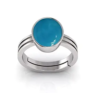 APSLOOSE 9.25 Ratti 8.50 Carat Turquoise Firoza Sky Blue Gemstone Panchdhatu Adjustable Silver Plated Ring For Men And Women