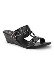 Bata womens Taliah Black Wedge Sandal - 4 UK (7716100)