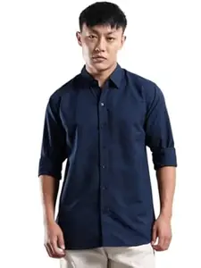 ALPHALEGS Men's Casual Shirt, Long Sleeve, Cotton Blend, Button-Down Collar, Regular Fit