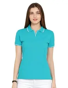Scott International Women’s Cotton Polo T-Shirt | Half Sleeve Plain Collar Tee | Stylish Casual Top | Plain T-Shirt for Girls | Workwear for Office & Casual Wear