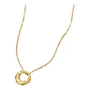 Gold Plated Stainless Steel Anti-Tarnish Geometric Circle Pendant Necklace for Women & Girls | Minimalist Modern Jewelry | EVERYDAY Wear Chain[1]