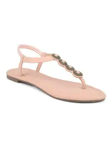 INC.5 Women Peach Open Toe Flats