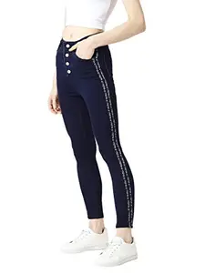 Miss Chase Women's Relaxed Fit Navy Blue Denim Jeans(MCSS19DEN07-41-71-26,Navy Blue,26)