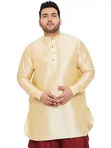 VASTRAMAY Plus Men's Gold Silk Blend Kurta (VPLUSMUK001GO_54)
