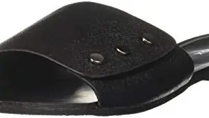 Max Women's Textured Flat Sandals Black Fashion Slippers-4 UK (37 EU) (6081036)