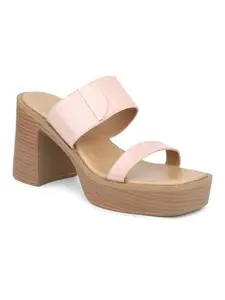 Inc.5 Women Nude Buckle Embellished Platform Heels