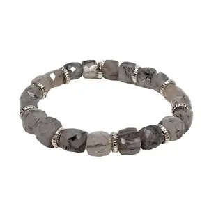 gemsindia 102.60 Ct Natural Rutile Quartz Box Cut Bead Stretchable Christmas Gift Bracelet