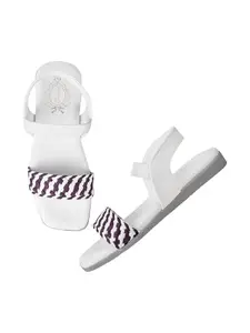 Shoetopia Stylish & Comfortable White Flats Sandals For Women & Girls /EU42