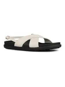Inc.5 Womens Cream Solid Open Toe Casual Flat Sandals
