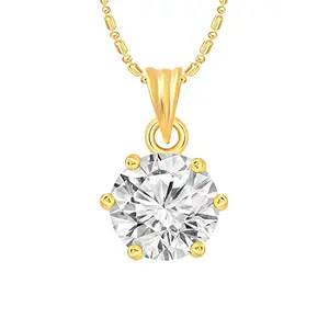 VFJ VIGHNAHARTA FASHION JEWELLERY Vighnaharta Impressive solitaire (10 mm) CZ Gold Plated Alloy Pendant with Chain for Girls and Women [VFJ1366PG-GOLD-WHITE ]