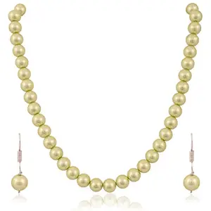 RATNAVALI JEWELS Imitation Pearl 10MM Bead Size Strand Necklace Pearl Moti Mala Jewellery Set with Earrings for Women Girls