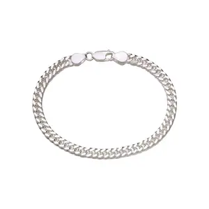 TARAASH Sterling Silver 8.5" Inch Double Curb Chain Bracelet For Men