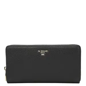 Da Milano Zip Leather Wallet for Women - Black