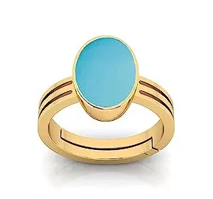 SIDHGEMS 5.25 Ratti Turquoise Firoza Sky Blue Gemstone Panchdhatu Adjustable Gold Plated Ring for Men and Wome