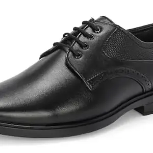 MACTREE Black Faux Leather Lace Up Derby Formal Shoes for Men - 8 UK