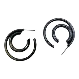 Adwait Intrigues C Shaped Black Dual Design Hoops/Earring for Women/Casual Earring/Minimal Earrings/ 7117 Gift for her