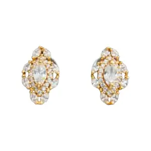 Zamzan Z-5036 Trendy Gold Pleated Studs Earring – Pack of 1-Elegant Gold-Plated Earrings for Women - Lightweight, Hypoallergenic, Perfect for Everyday Wear & Special Occasions